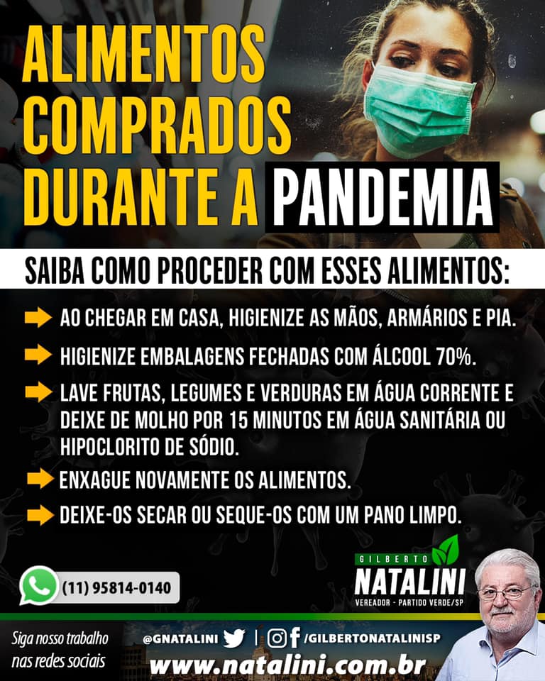 Banner: Cuidados com os alimentos durante a #pandemia