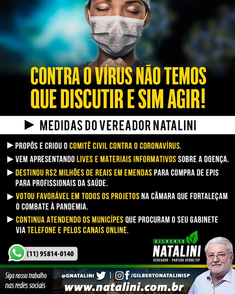Banner: Ações do Vereador Natalini no combate ao #coronavírus