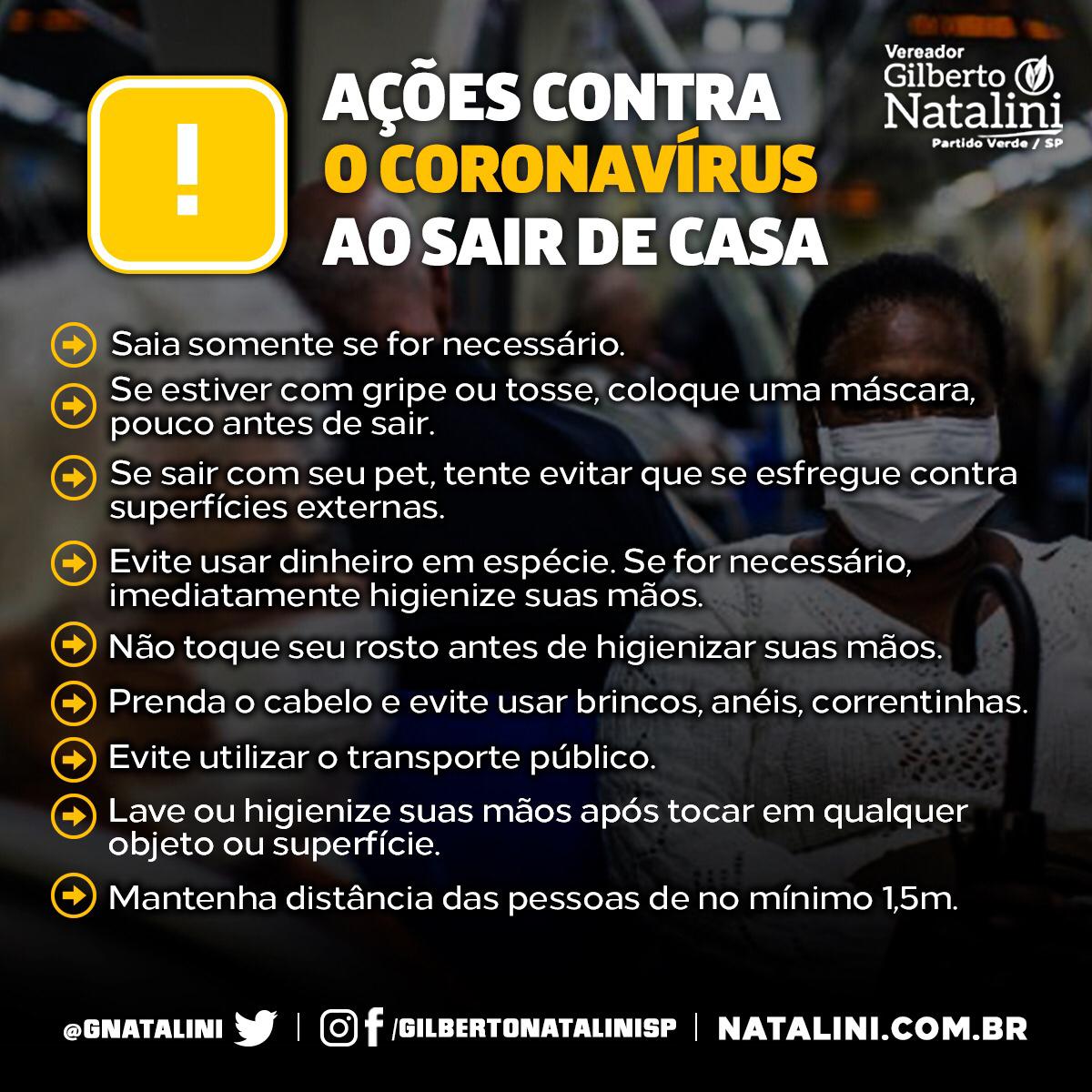Banner: Ações contra o coronavírus ao sair de casa