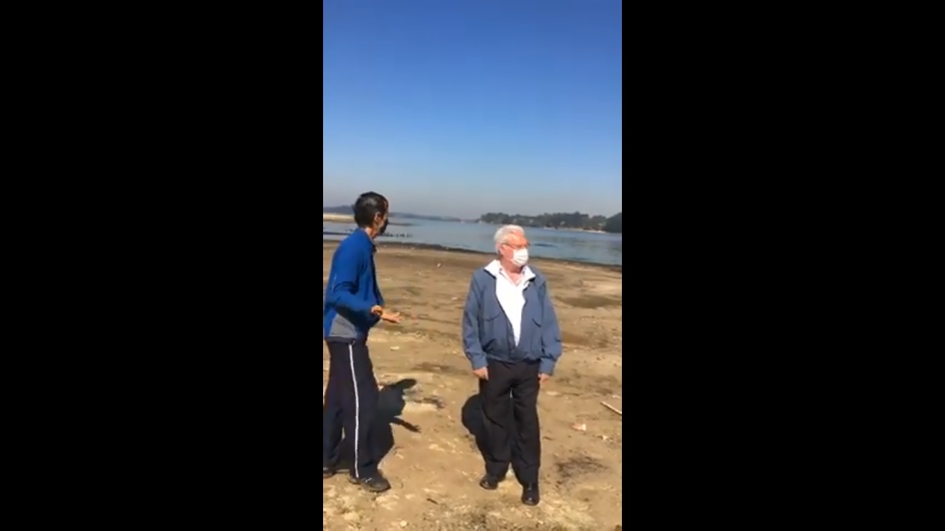Natalini e Eduardo Jorge vistoriando situação gravíssima do reservatório do Guarapiranga