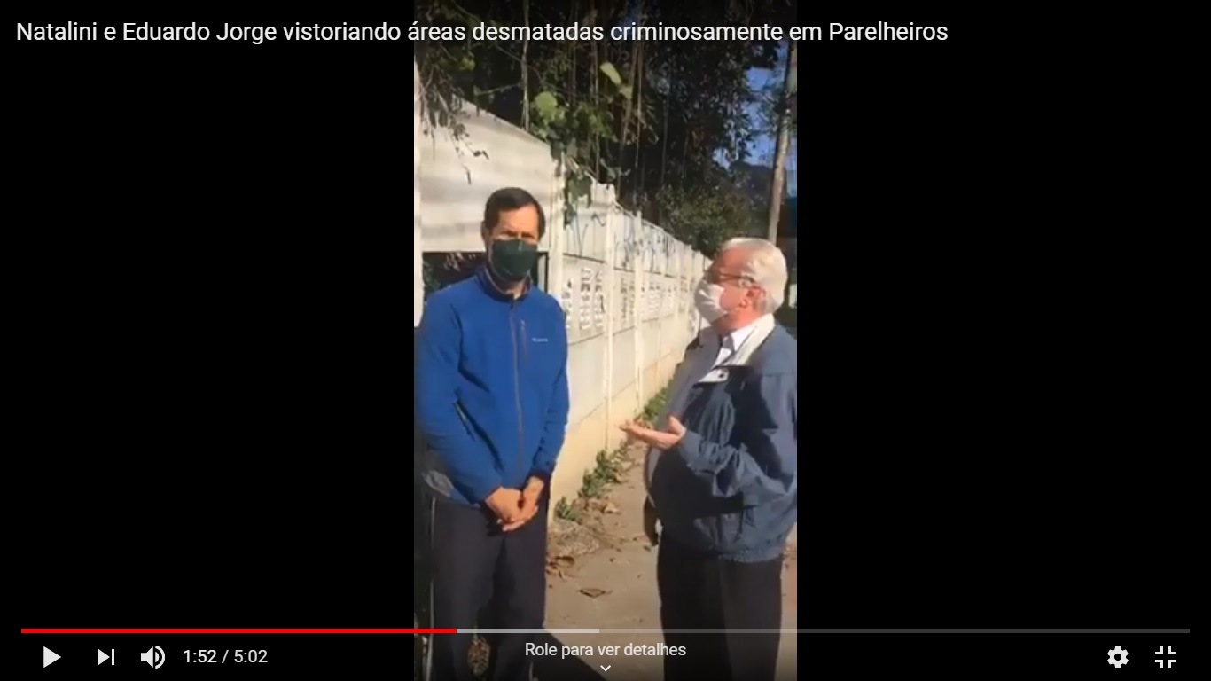 Natalini e Eduardo Jorge vistoriando áreas desmatadas criminosamente em Parelheiros